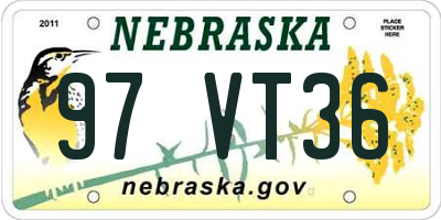 NE license plate 97VT36