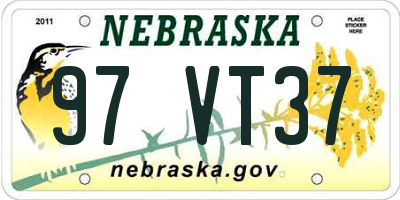 NE license plate 97VT37