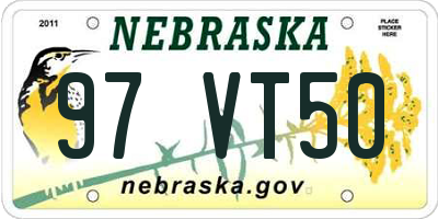 NE license plate 97VT50