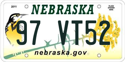 NE license plate 97VT52