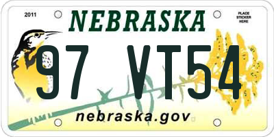 NE license plate 97VT54