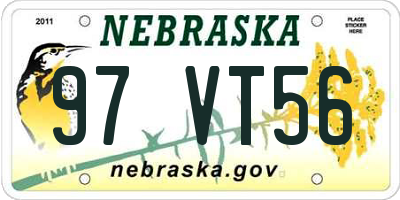 NE license plate 97VT56