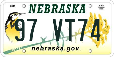 NE license plate 97VT74