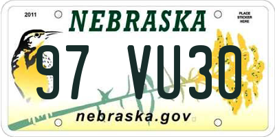NE license plate 97VU30