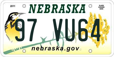 NE license plate 97VU64