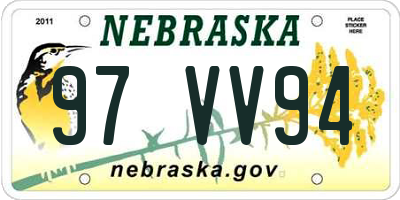 NE license plate 97VV94