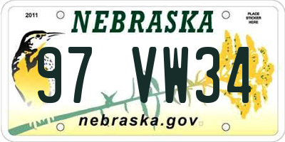 NE license plate 97VW34