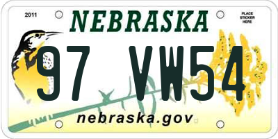 NE license plate 97VW54