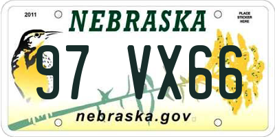 NE license plate 97VX66