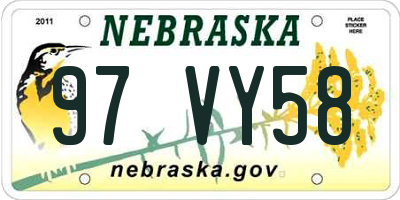 NE license plate 97VY58