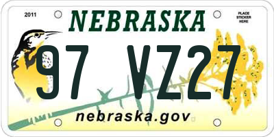 NE license plate 97VZ27