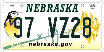 NE license plate 97VZ28