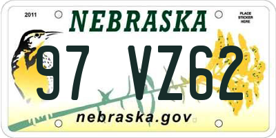 NE license plate 97VZ62