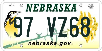 NE license plate 97VZ68