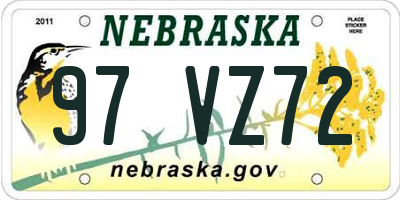 NE license plate 97VZ72