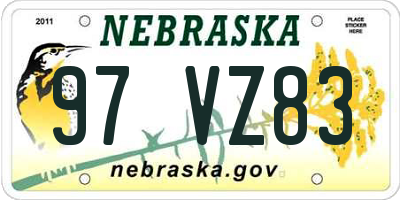 NE license plate 97VZ83