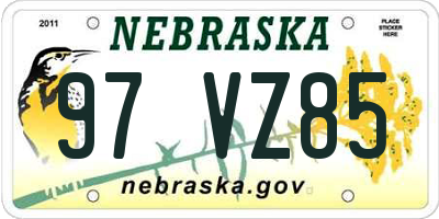 NE license plate 97VZ85
