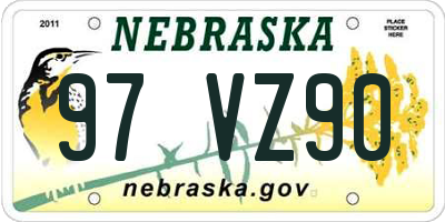 NE license plate 97VZ90