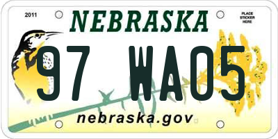 NE license plate 97WA05