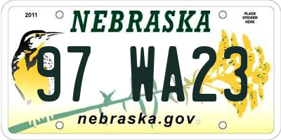 NE license plate 97WA23