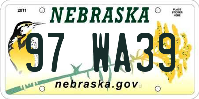 NE license plate 97WA39