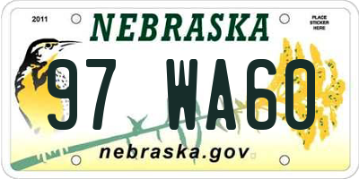 NE license plate 97WA60