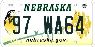 NE license plate 97WA64