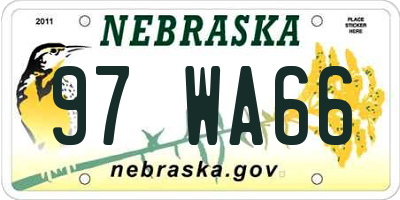 NE license plate 97WA66