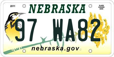 NE license plate 97WA82
