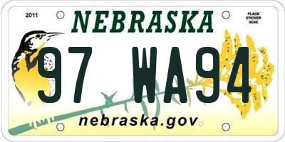 NE license plate 97WA94