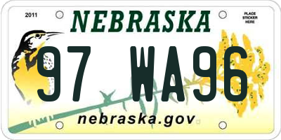 NE license plate 97WA96
