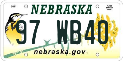 NE license plate 97WB40