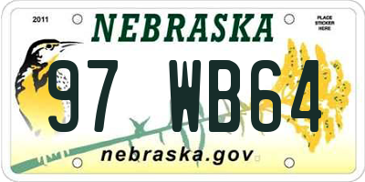 NE license plate 97WB64