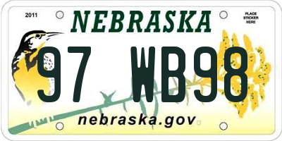 NE license plate 97WB98