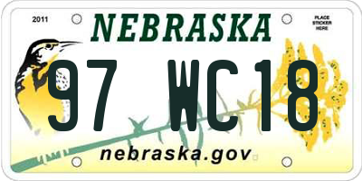 NE license plate 97WC18