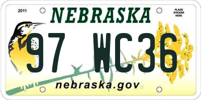 NE license plate 97WC36