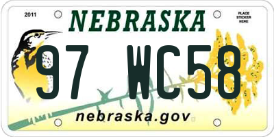 NE license plate 97WC58
