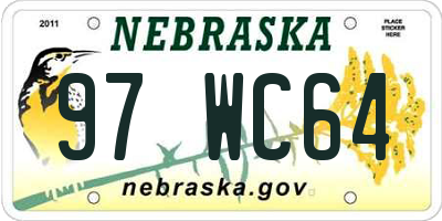 NE license plate 97WC64