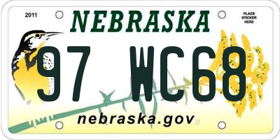 NE license plate 97WC68