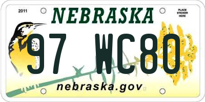 NE license plate 97WC80