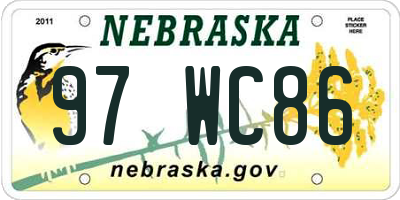 NE license plate 97WC86