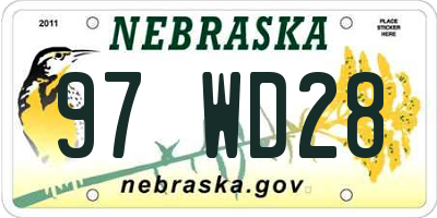 NE license plate 97WD28