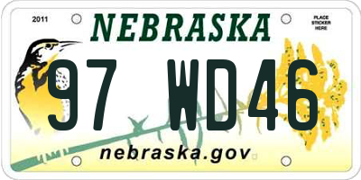 NE license plate 97WD46