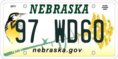 NE license plate 97WD60