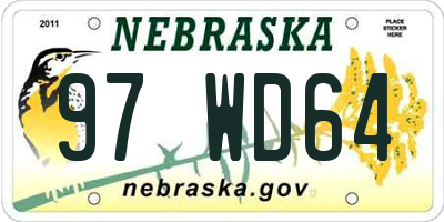 NE license plate 97WD64