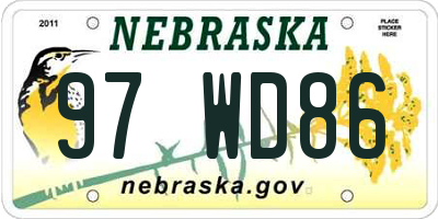 NE license plate 97WD86