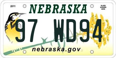 NE license plate 97WD94