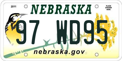 NE license plate 97WD95