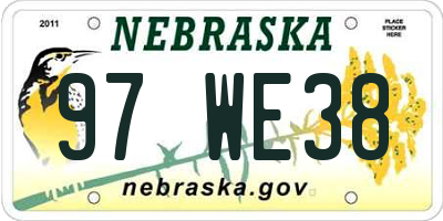 NE license plate 97WE38
