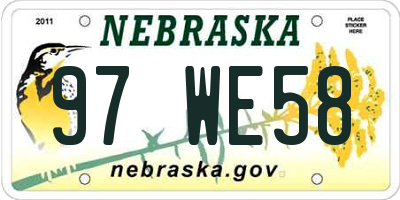 NE license plate 97WE58